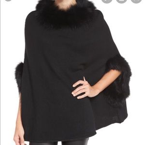 Neiman Marcus
Fox Fur-Trim Knit Poncho